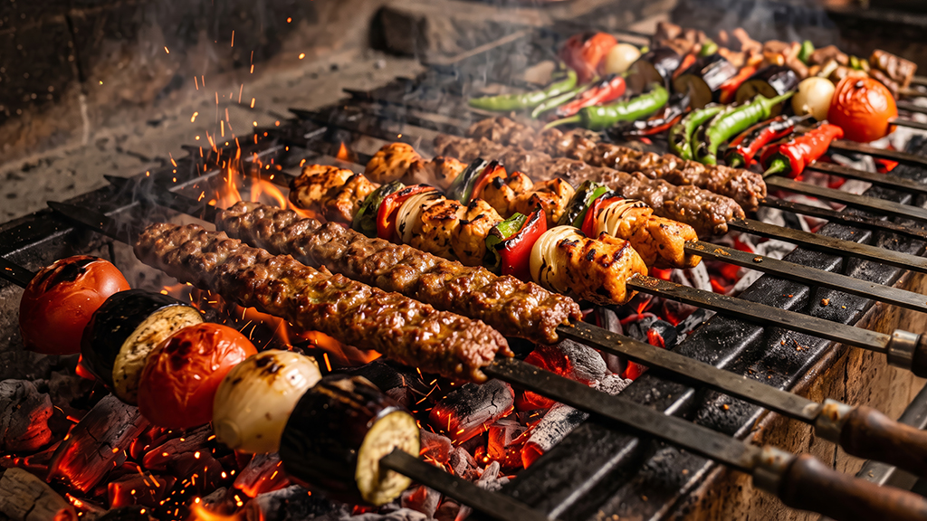 Charcoal-Grilled Kebabs on mangal